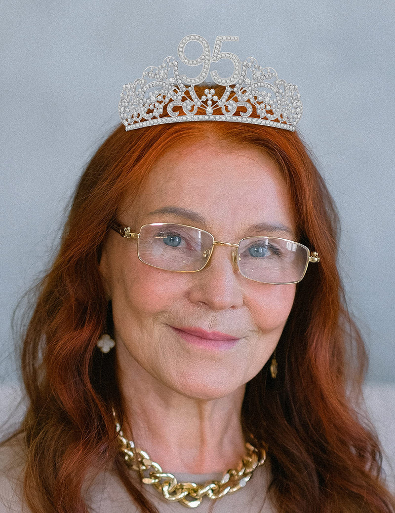 95th Birthday Gifts for Women, 95th Birthday Crown and Sash for Women, 95th Birthday