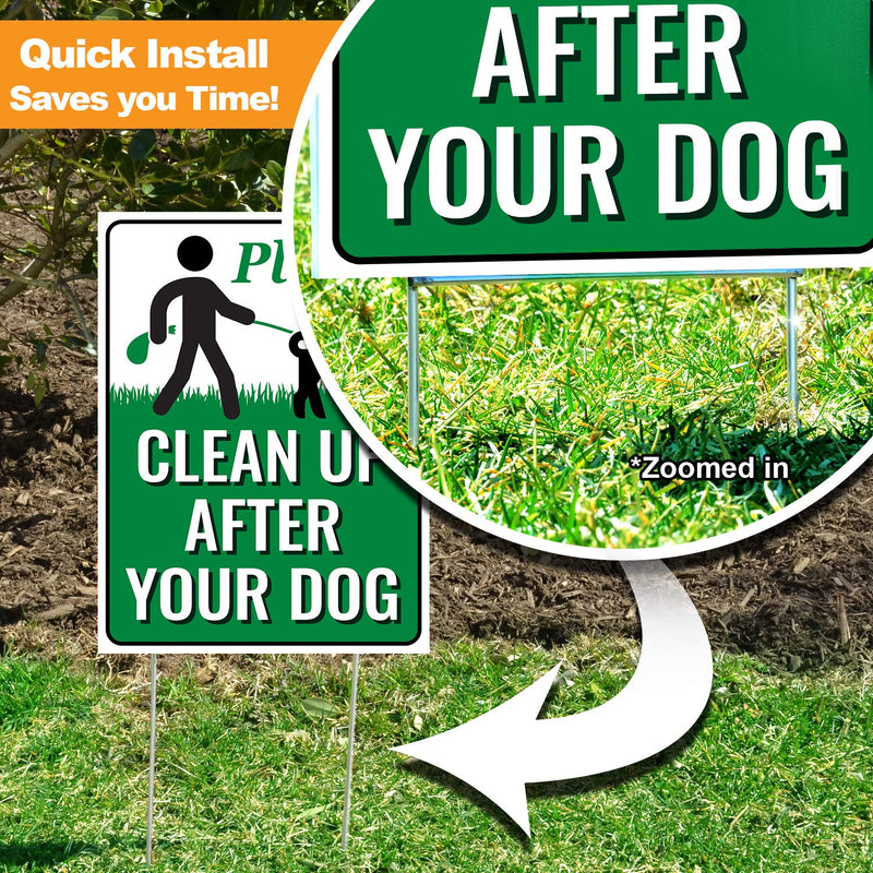 Signs Authority Clean Up After Your Dog 12" X 9" Yard Sign With Metal Wire HStakes