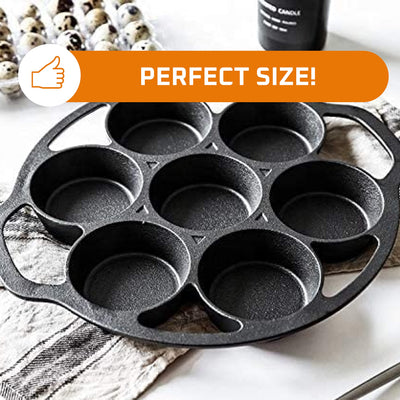 PreSeasoned Cast Iron 7-Cup Biscuit Pan - Round Kitchen Nonstick Baking Tools For Scones