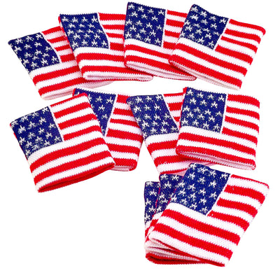 Kicko American Flag Wrist Bands - 12 Pack - for Kids, Party Favors, Stocking Stuffers