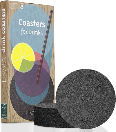 LIVAIA Coasters for Drinks: 8X Drink Coasters Made of Polyester incl. Coaster Holder Box