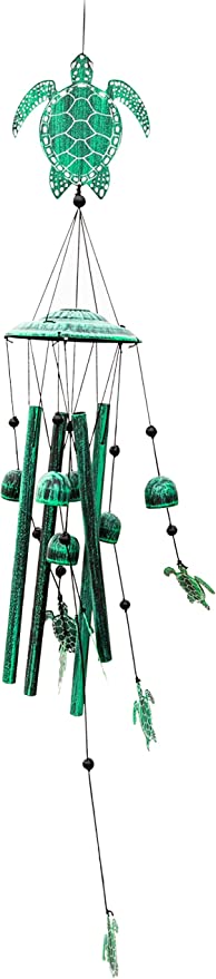 VP Home Tribal Turtles Outdoor Garden Decor Wind Chime (Rustic Sea Green