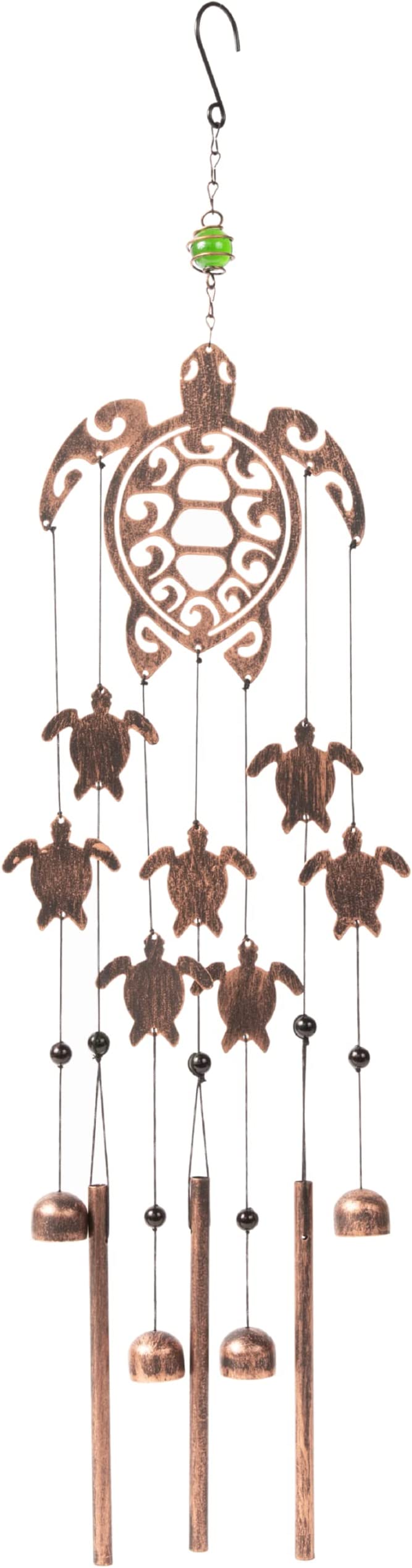 VP Home Tribal Turtles Outdoor Garden Decor Wind Chime (Rustic Sea Green